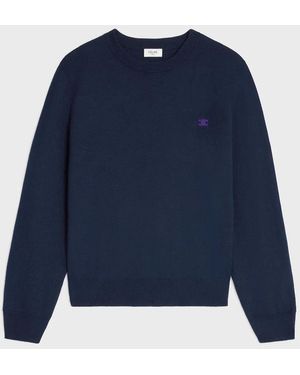 Celine Triomphe-Embroidered Crew-Neck Jumper - Blue