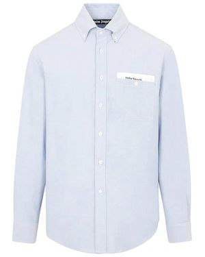 Palm Angels Button-Down Collar Cotton Shirt - Blue