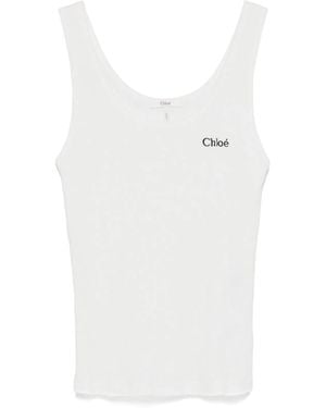 Chloé Logo Cotton Tank Top - White