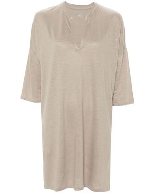 Majestic Linen Blend Tunic Dress - Natural