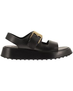 Tod's Leather Sandal With Buckle - Black