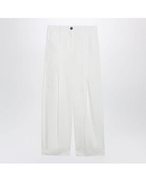 TOTEME Singlepleat Organic Cotton Pants - White