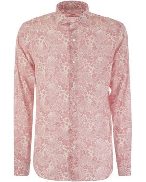 Fedeli Printed Stretch Cotton Voile Shirt - Pink