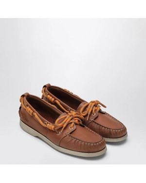 Golden Goose Tan Cow Leather Boat Loafers - Brown