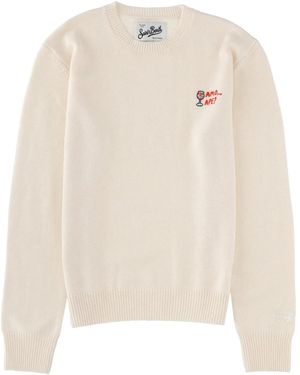 MC2 Saint Barth "New Queen" Jersey With Embroidery - Natural