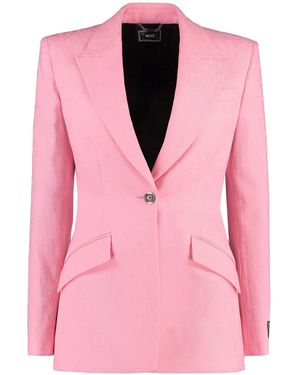 Versace Wool Single-Breasted Blazer - Pink