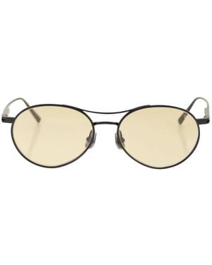Brunello Cucinelli Titanium Aviator Sunglasses With Crystal Lenses - Natural