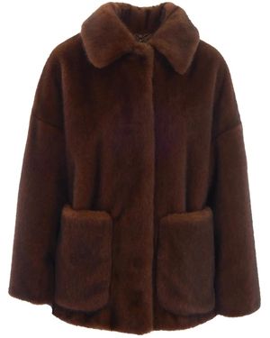 Herno Faux-Fur Patch-Pocket Jacket - Brown