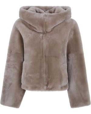 Blancha Straight Merino Shearling Jacket - Brown