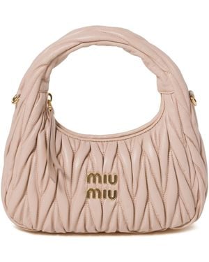 Miu Miu Wander Matelassé Nappa Leather Shoulder Bag - Pink