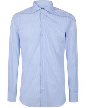 Barba Napoli Classic Popeline "Bacchetta Spaziata" Shirt - Blue