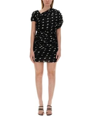 Saint Laurent Asymmetrical Gathered Dress - Black