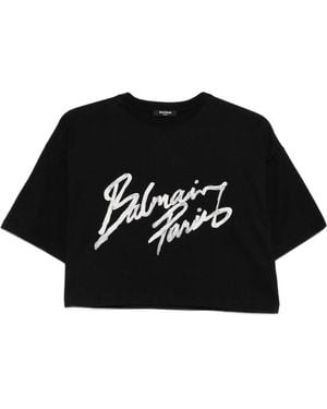 Balmain Logo Cotton T-Shirt - Black