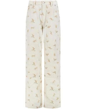 MSGM Pantalone Con Motivo Floreale - Natural