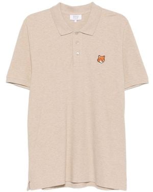 Maison Kitsuné Maison Kitsuné Fox Head Cotton Polo Shirt - Natural