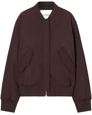 Closed Baseball Collar Jacket - Brown