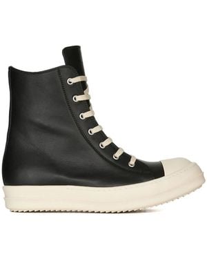 Rick Owens Milk Milk Leather Trainers - Black