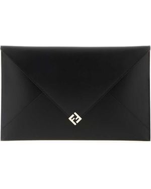Fendi Bustina Gran De Liscia Con Placca Ff - Black