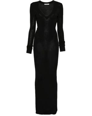 Entire studios Long Sleeve V Neck Midi - Black