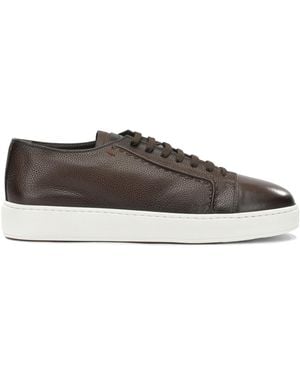 Santoni Leather Rubber Low-Top Sneakers - Brown