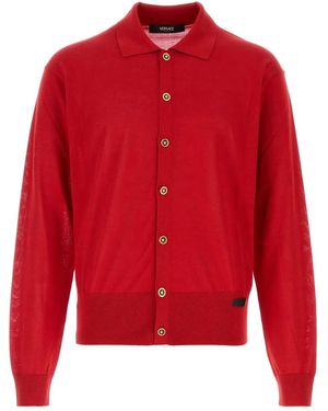 Versace Shirt Collar Cardigan - Red
