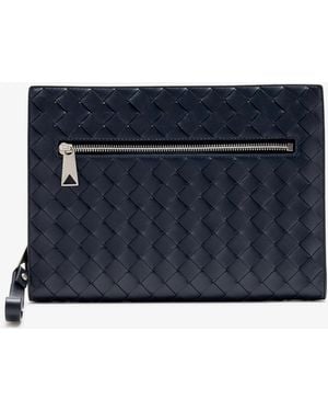Bottega Veneta Small Braided Document Holder With Strap - Blue