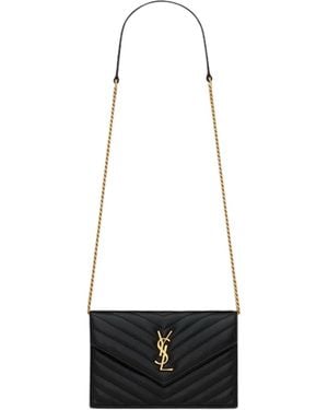 Saint Laurent Cassandre Envelope Chain Wallet - White