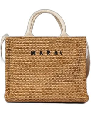 Marni Raffia-Effect Small Tote Bag - Natural