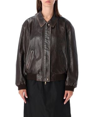 Prada Lambskin Leather Bomber - Black