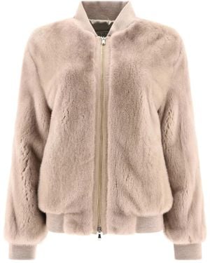 Giovi Mink Fur Bomber Jacket - Natural