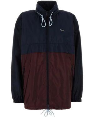 Prada Colour Block Mock Collar Jacket - Blue