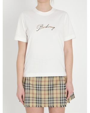 Burberry Logo Embroidery T-Shirt - White