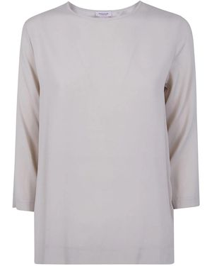 Rossopuro 3/4 Sleeve Silk Blouse - Gray