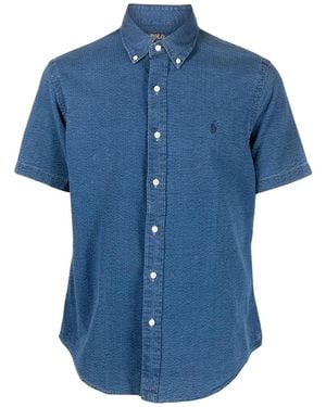 Polo Ralph Lauren Seersucker Logo Short Sleeve Shirt - Blue