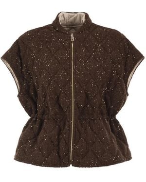 Fabiana Filippi Quilted Virgin Wool, Silk And Cashmere Gilet With Sequins - Brown