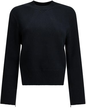 Sacai Crew-Neck Jumper Made Of A Cotton-Cashmere Blend - Blue