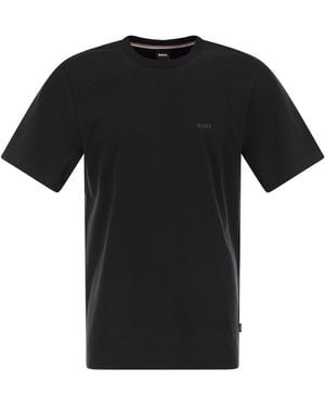 BOSS Cotton Jersey T-Shirt With Logo - Black
