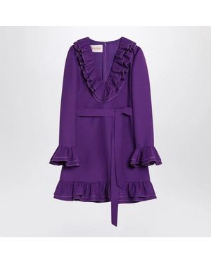 Valentino Wool And Silk Mini Dress - Purple