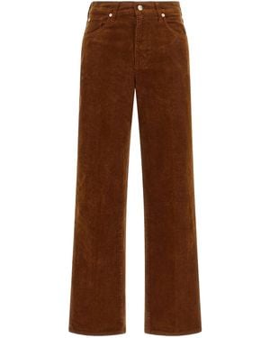 7 For All Mankind 'Stovepipe Straight' Velvet Pants - Brown