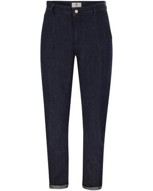 PT Torino Tailored Cotton And Linen Blend Denim Jeans - Blue