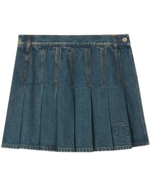 Burberry Pleated Denim Mini Skirt - Blue