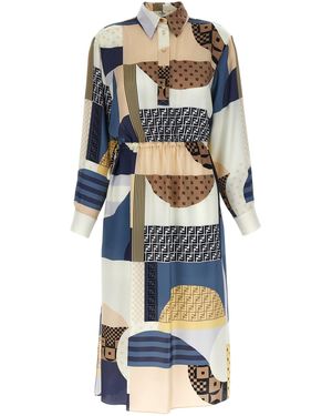 Fendi Patchwork Silk Dress - Multicolor