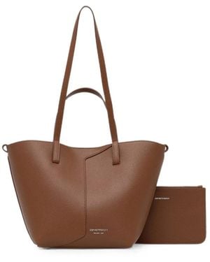 Emporio Armani Small Leather Tote Bag - Brown