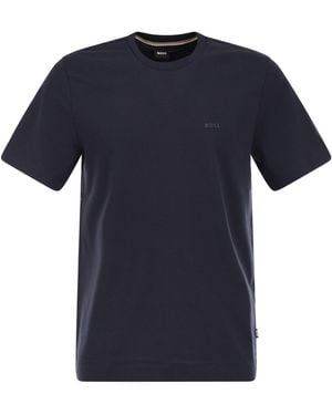 BOSS Cotton Jersey T-Shirt With Logo - Blue