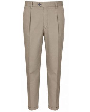 Devore Cotton Double Pleat Pants - Brown