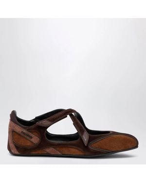 The Attico Ballet Flat With Hook Closure - Brown