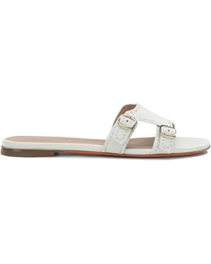 Santoni Calf Cow Leather Sandals - White