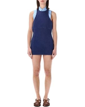 Miu Miu Garment-Dyed Gabardine Mini Dress - Blue