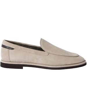 Brunello Cucinelli Calf Leather Bos Taurus Flat Shoes - White