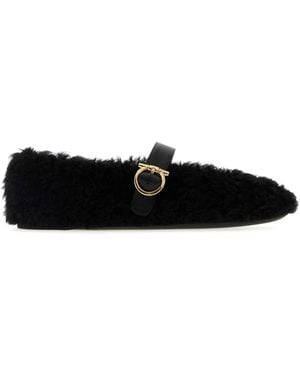 Ferragamo Fur Nena Ballerinas - Black